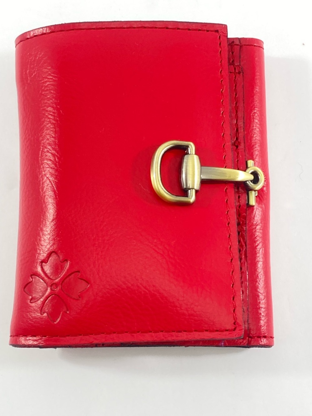 Patricia Nash Women’s Strawberry Leather Bifold Wallet Gold Horsebit Accent NWT